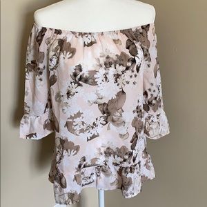 Off-the-shoulder Ruffle Hem Blouse